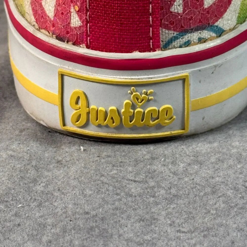 Vintage Justice Peace Sign Sequin High Top Sneakers Junior Size 7 Y2K Retro